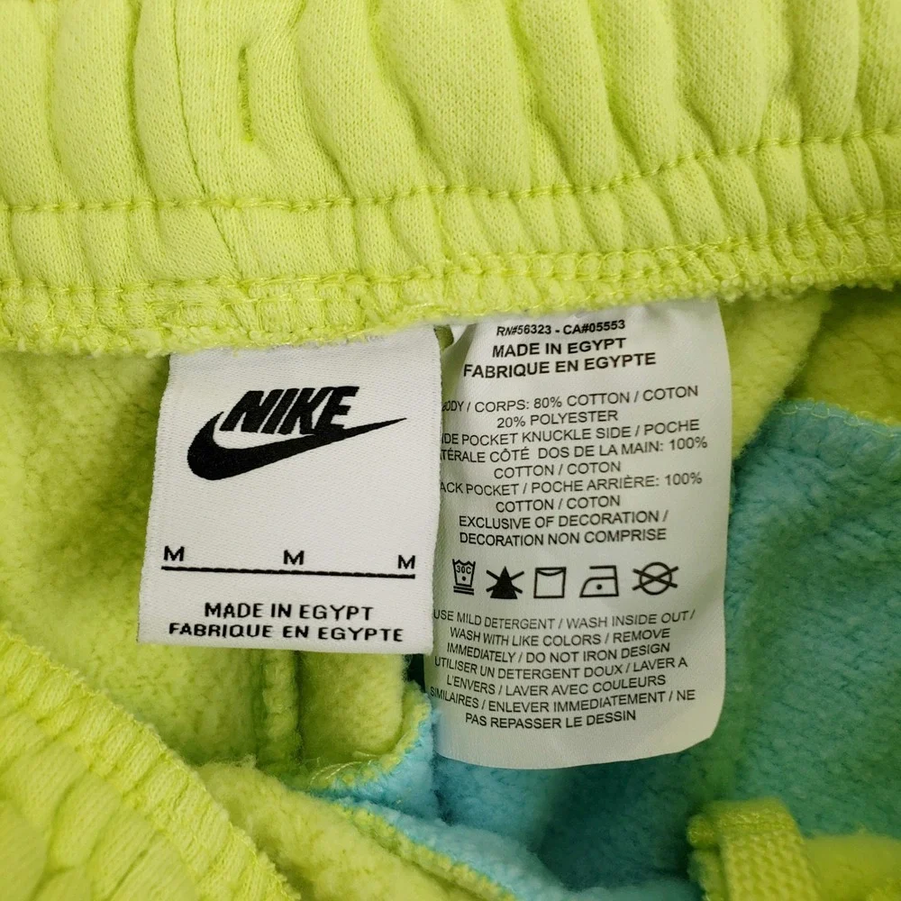 Nike Colorblock Sweat Shorts Mens M Blue Lime Green Streetwear Athleisure
